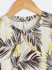 SHEIN Boys Tropical Print Tee & Shorts - Multicolor - View 3