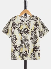 SHEIN Boys Tropical Print Tee & Shorts - Multicolor - View 7