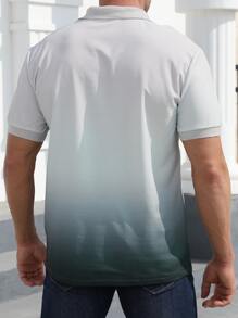 Manfinity Homme Men Letter Graphic Ombre Polo Shirt - Multicolor - View 2