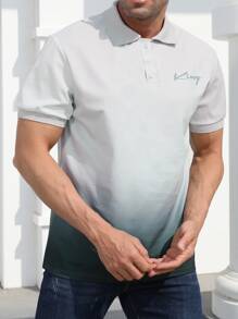 Manfinity Homme Men Letter Graphic Ombre Polo Shirt - Multicolor - View 4