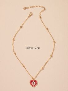 Constellation Symbol Detail Heart Charm Necklace - Yellow Gold - View 3