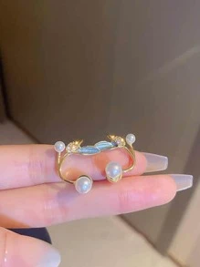 Faux Pearl & Leaf Decor Earring Jackets - Multicolor - View 4