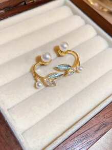 Faux Pearl & Leaf Decor Earring Jackets - Multicolor - View 5