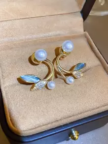 Faux Pearl & Leaf Decor Earring Jackets - Multicolor - View 6