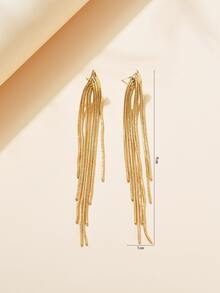 1入組金屬流蘇耳墜銅首飾類 - 金黃色 - 查看 3