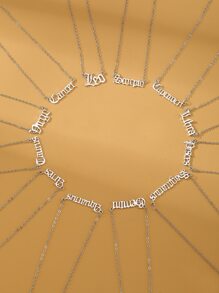 Sagittarius Letter Charm Necklace - Silver - View 1