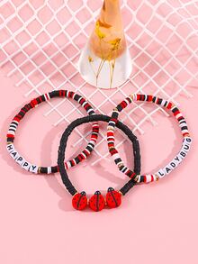 3pcs/set Girls Ladybug Decor Bracelet - Multicolor - View 1