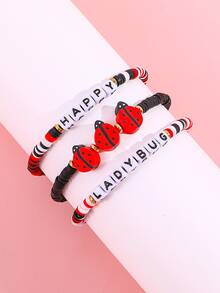 3pcs/set Girls Ladybug Decor Bracelet - Multicolor - View 2