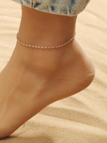 1入組極簡休閒時尚扭結金屬鏈腳錬適合女士,日常穿著,旅行,度假 - 金黃色 - 查看 1