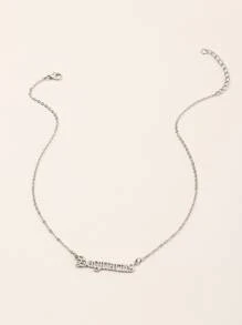 Sagittarius Letter Charm Necklace - Silver - View 2