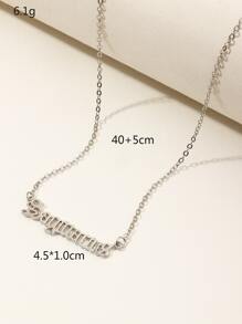 Sagittarius Letter Charm Necklace - Silver - View 3