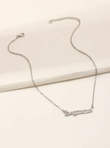 Sagittarius Letter Charm Necklace - Silver - View 4