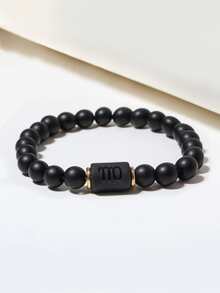 Men Constellation Symbol Detail Beaded Bracelet - Black - View 1