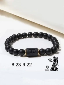Men Constellation Symbol Detail Beaded Bracelet - Black - View 3