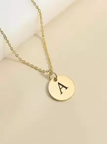 1入組字母細節圓形吊飾項鍊