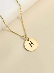 1入組字母細節圓形吊飾項鍊