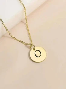 1入組字母細節圓形吊飾項鍊