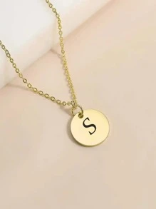 1入組字母細節圓形吊飾項鍊