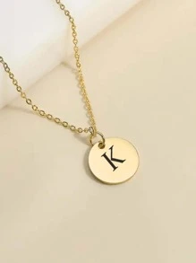 1入組字母細節圓形吊飾項鍊