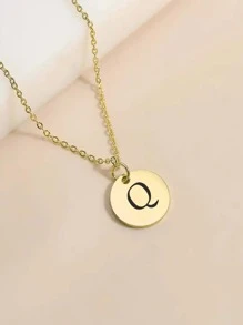 1入組字母細節圓形吊飾項鍊