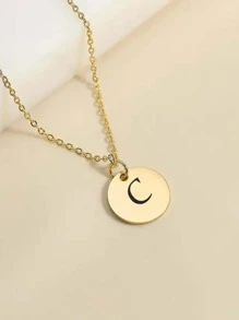 1入組字母細節圓形吊飾項鍊