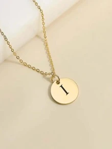 1入組字母細節圓形吊飾項鍊