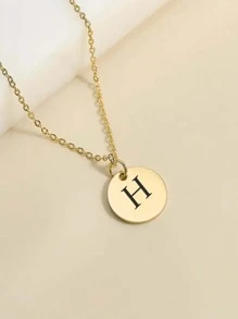 1入組字母細節圓形吊飾項鍊