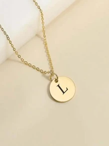 1入組字母細節圓形吊飾項鍊