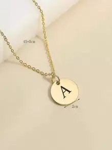 1入組字母細節圓形吊飾項鍊