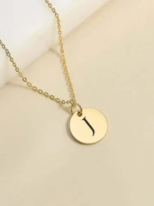 1入組字母細節圓形吊飾項鍊