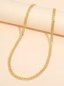Men Minimalist Chain Necklace - Yellow Gold - View 1
