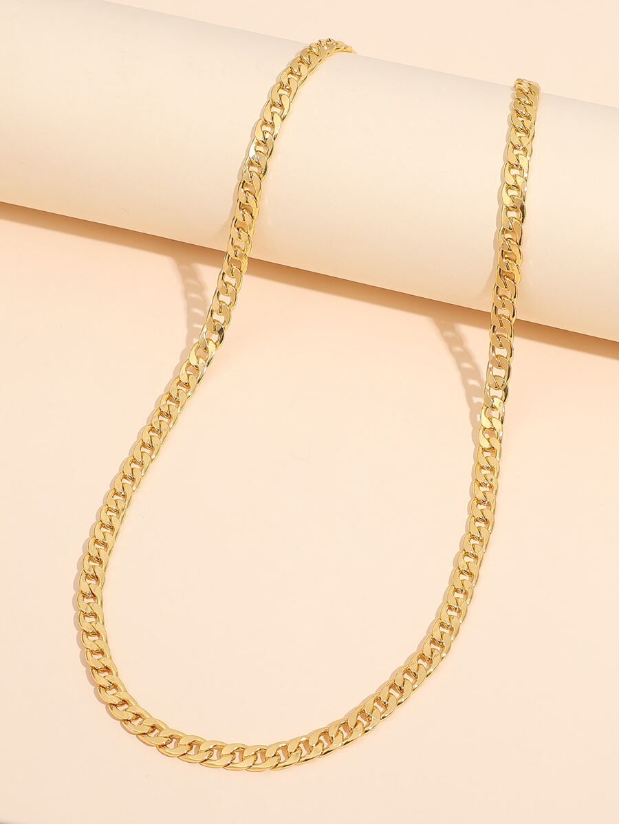 Men Minimalist Chain Necklace - Yellow Gold - View 1