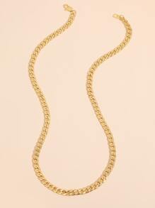 Men Minimalist Chain Necklace - Yellow Gold - View 2