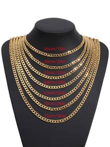 Men Minimalist Chain Necklace - Yellow Gold - View 3