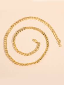 Men Minimalist Chain Necklace - Yellow Gold - View 4