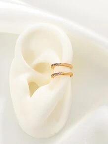 1 chiếc khuyên tai kẹp bằng đồng mạ nhiều lớp, đính đá lấp lánh nhiều màu sắc, phù hợp cho cả nam và nữ, phụ kiện hàng ngày. - Vàng - Xem 1