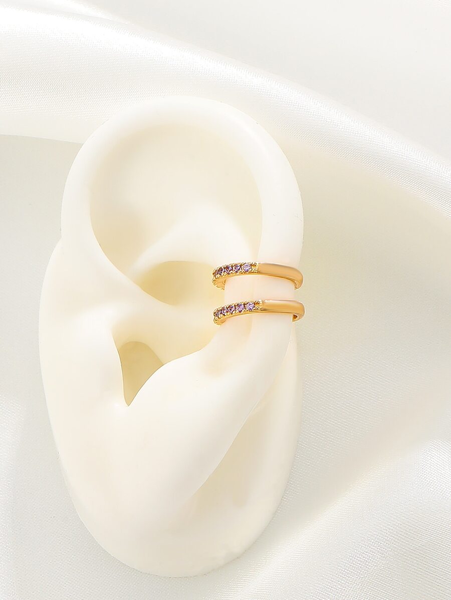 1 chiếc khuyên tai kẹp bằng đồng mạ nhiều lớp, đính đá lấp lánh nhiều màu sắc, phù hợp cho cả nam và nữ, phụ kiện hàng ngày. - Vàng - Xem 1