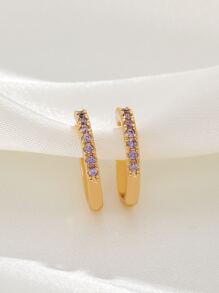 1 chiếc khuyên tai kẹp bằng đồng mạ nhiều lớp, đính đá lấp lánh nhiều màu sắc, phù hợp cho cả nam và nữ, phụ kiện hàng ngày. - Vàng - Xem 2