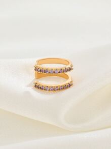 1 chiếc khuyên tai kẹp bằng đồng mạ nhiều lớp, đính đá lấp lánh nhiều màu sắc, phù hợp cho cả nam và nữ, phụ kiện hàng ngày. - Vàng - Xem 3