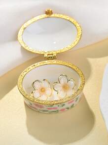 Flower Stud Earrings - Yellow - View 1