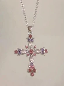 Vòng cổ chữ thập đính đá Zirconia - Nhiều màu - Xem 3