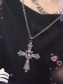 Vòng cổ chữ thập đính đá Zirconia - Nhiều màu - Xem 5