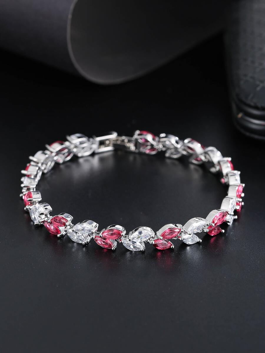 Pulsera zirconia cúbica - Rosa Fucsia - Ver 1