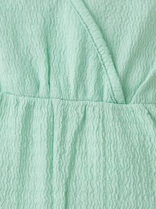 SHEIN 寶寶女孩打結肩重疊領口連體衣 - 綠色 - 查看 8