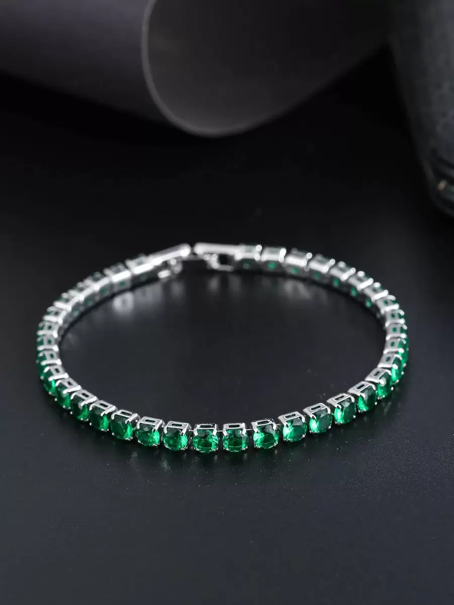 Sterling Silver Jewellery 925 stamp classic tennis bracelet prong setting cubic zirconia bracelets for women gifts main image 1
