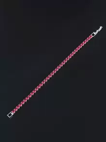 Cubic Zirconia Decor Bracelet - Hot Pink - View 3