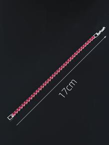 Cubic Zirconia Decor Bracelet - Hot Pink - View 4