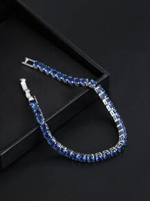 Cubic Zirconia Decor Bracelet - Royal Blue - View 2