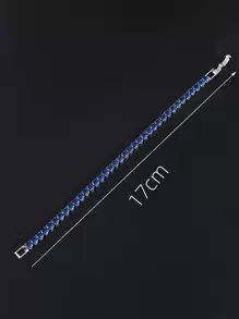 Cubic Zirconia Decor Bracelet - Royal Blue - View 4