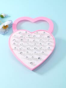 36 cái/bộ Nhẫn Trang Trí Đính Đá Cubic Zirconia Cho Bé Gái - Bạc - Xem 3